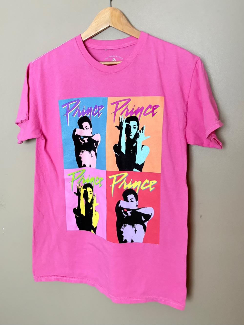 Prince Pop art style bright pink t-shirt music neon sz S EUC the Prince estate